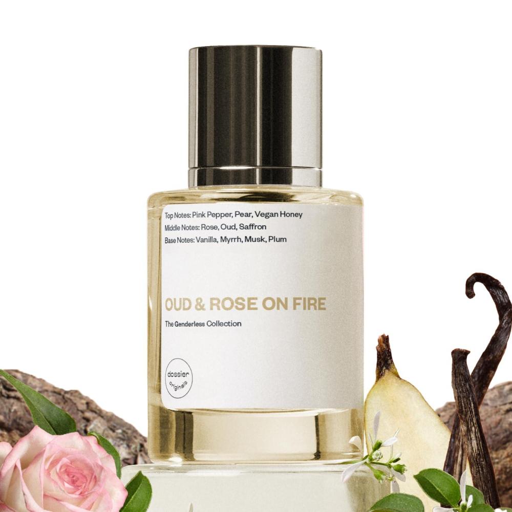 imageDossier Original Eau de Parfum  Oud ampamp Rose on Fire  Unisex  50 ML Longlasting Perfume Crafted in France